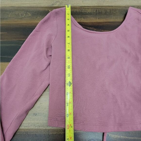 Aeropostale Lace Up Crop Top Tie Back Long Sleeve Pink Size L Spandex & Cotton - Picture 6 of 8